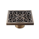 1X(Flower Carved Art Square Bathroom Floor Drain Copper Deodorant Floor Dra