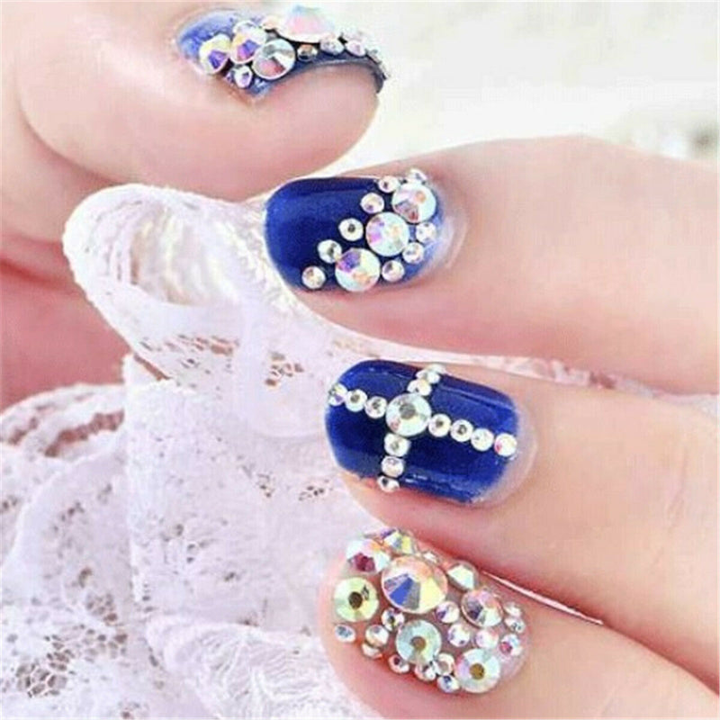 12 Grids Box Crystal AB Nail Rhinestones Flat Back Diamond Nail Art Decor DIY