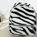 Cow Zebra Print Shoulder Schoolbag Women Girl Plush Mini Backpack (Style 1)