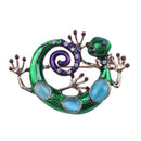5X(Enamel Lizard Brooches For Women Fashion Green Rhinestone Brooch Pins G R8N2)