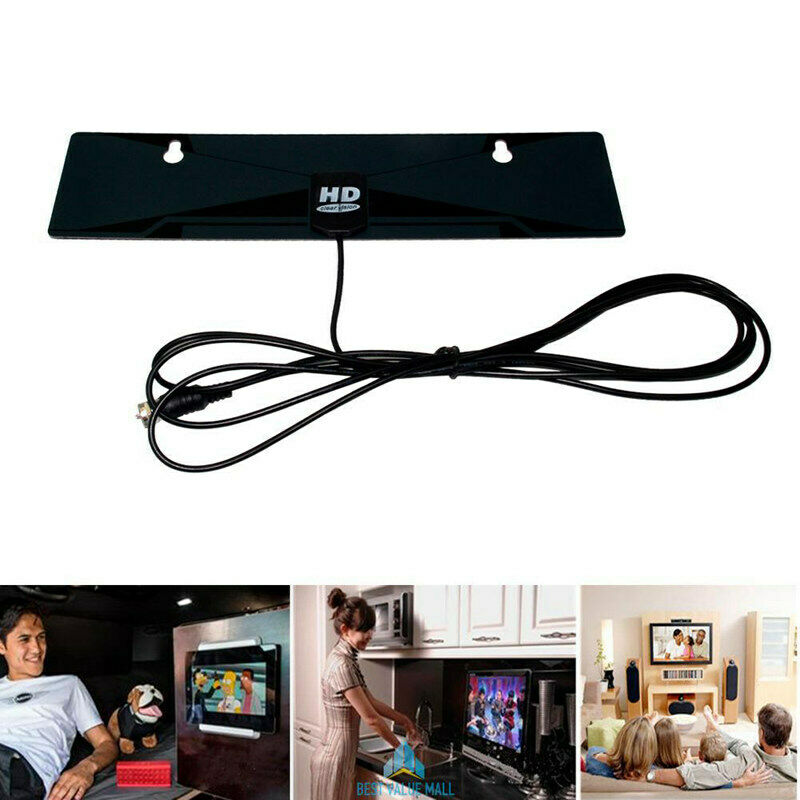 Digital Indoor TV Antenna 1080P HDTV HD VHF UHF FM Flat Box Ready High Gain P5O1