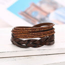 Leopard Long Artificial Leather Bracelet Hot Drilling Multi-Layer Winding F T8U1