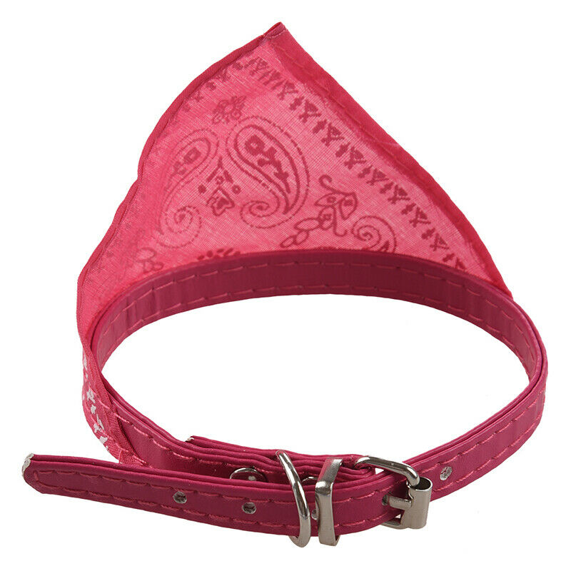 Pink leather collar Bandana adjustable scarf for dog cat pet S