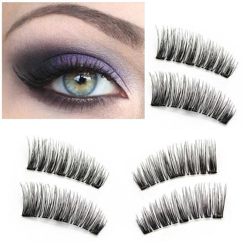 4PCS/Pair Triple Magnetic Eyelashes Handmade Reusable False Eye Lashes Supp X8H6