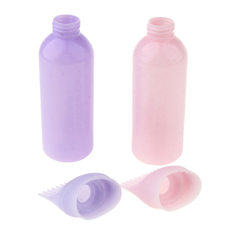 Set of 2, Premium Plastic Hair Dye Combs Coloring Bottles Salon Tint Color