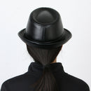 Retro Faux Leather Mens Fedora Trilby Hat Gentleman Winter Church Panama Cap