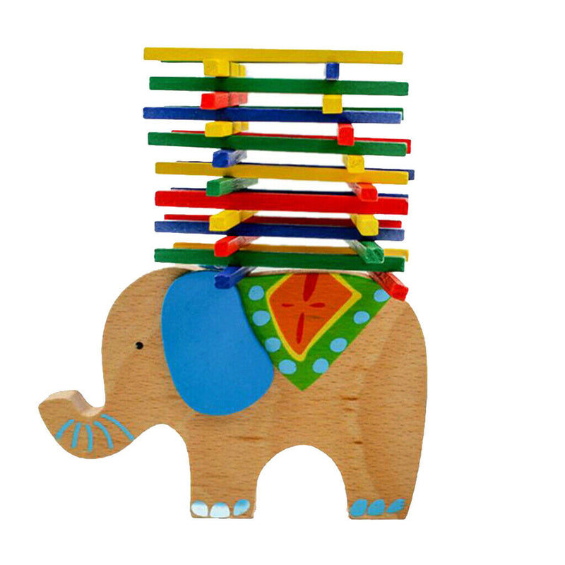 Baby Wooden Toys Educational Elephant Balancing Blocks Wood Balance Beam Game