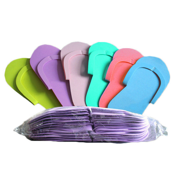 Fashion 12 Pair Disposable Foam Slippers High Quality Foam Pedicure Slipp RGBX