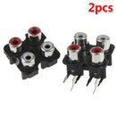 2x 4way 6Pin RCA Female Audio Video Plug AV Concentric Socket Connector FB N Gw