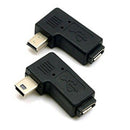 2pcs 90 Degree Left and Right Angled Mini USB 5pin Male to Micro-USB Female
