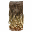 24" Ombre Color Clip in Hair Extensions One Piece Long Wavy Curly Dip Dye S
