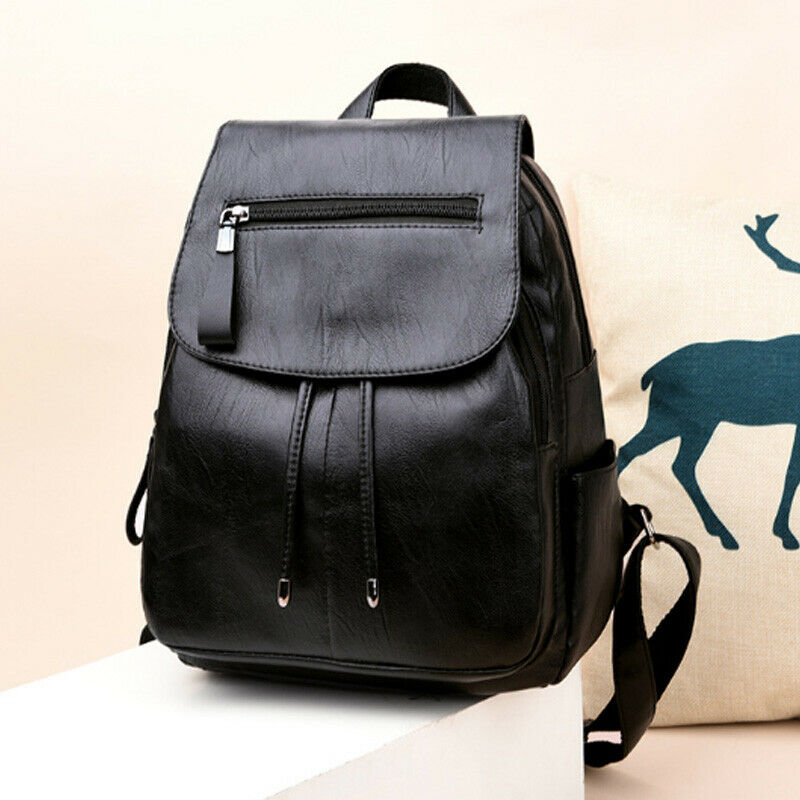 Fashion Women'S Backpack Teen Leather Fit Teen Girl Casual Black Backpack L N7L9