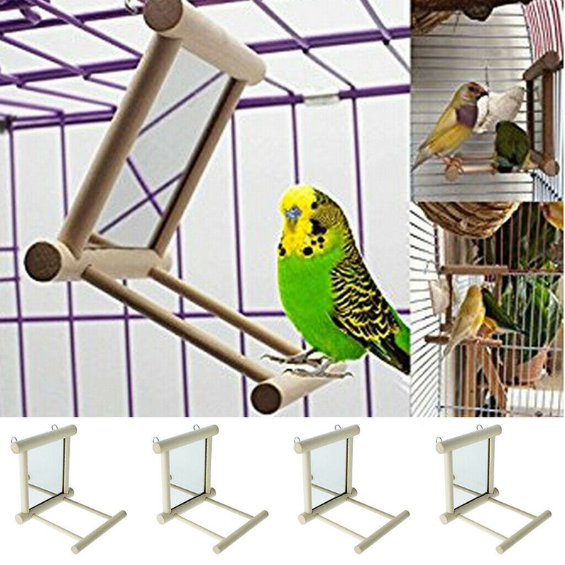 4 pcs Bird Swing Parrot Cage Toys Swing Hanging Play w/Mirror Landing Perch