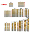 50pc HSS Metric Drill Bit Set Titanium Coated Twist Drills Metal Wood  LZY