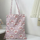 Women Canvas Handbags Tote Heart Letter Reusable Portable Shopping Shoulder Bag