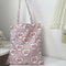 Women Canvas Handbags Tote Heart Letter Reusable Portable Shopping Shoulder Bag