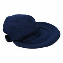 Summer Fashion Bowknot Big Visor Cap Beach Sun Hat Dark blue A3X8