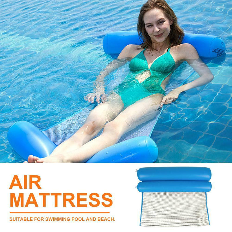 Water Hammock Inflatable Air Mattress Swimming Pool Beach Bed (Dark Blue) SN9F