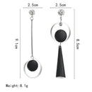 Korean Fashion Geometric Long Asymmetry Earring Rhinestone Circle Ear Stud
