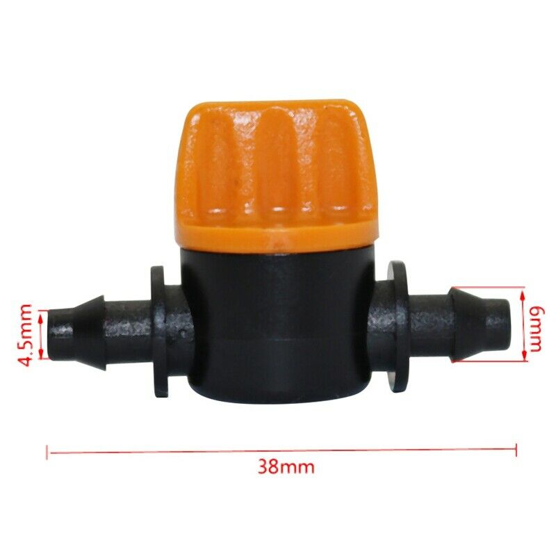 Mini Valve With 4/7Mm Hose Garden Irrigation Barbed Water Flow Control Valv