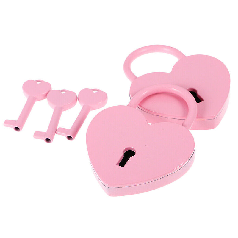 3 Pcs Mini Metal Heart Shape Padlock Lock with Key for Jewelry Diary Door