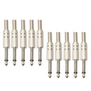 10Pcs 6.35mm Sliver Male Mono Adapter Connector Monaural Audio Jack Plug