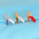Test Tubes Pin Brooch With Crystals Science Chemistry Flasks Pin Button Med N7D1