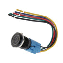 Latching Push Button Switch Self-locking Switch 12V Blue LED 19mm Mounting