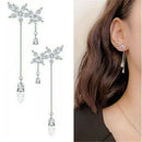 Fashion Leaf Zircon Tassel Long Earrings Drop Dangle Women Elegant Jewelry Gifts
