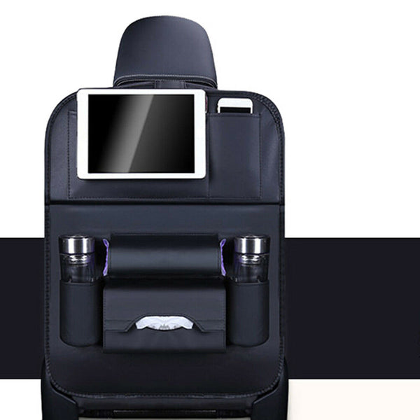 Leather car seat back travel multi-pocket folding storage bag organizer holde Kw