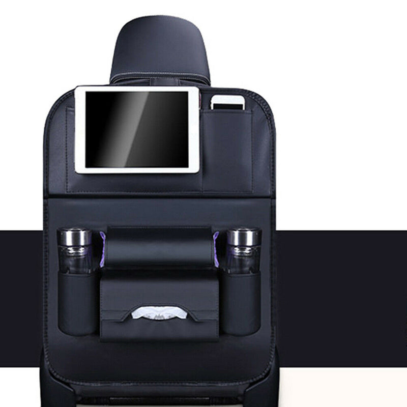 Leather car seat back travel multi-pocket folding storage bag organizer holde Kw