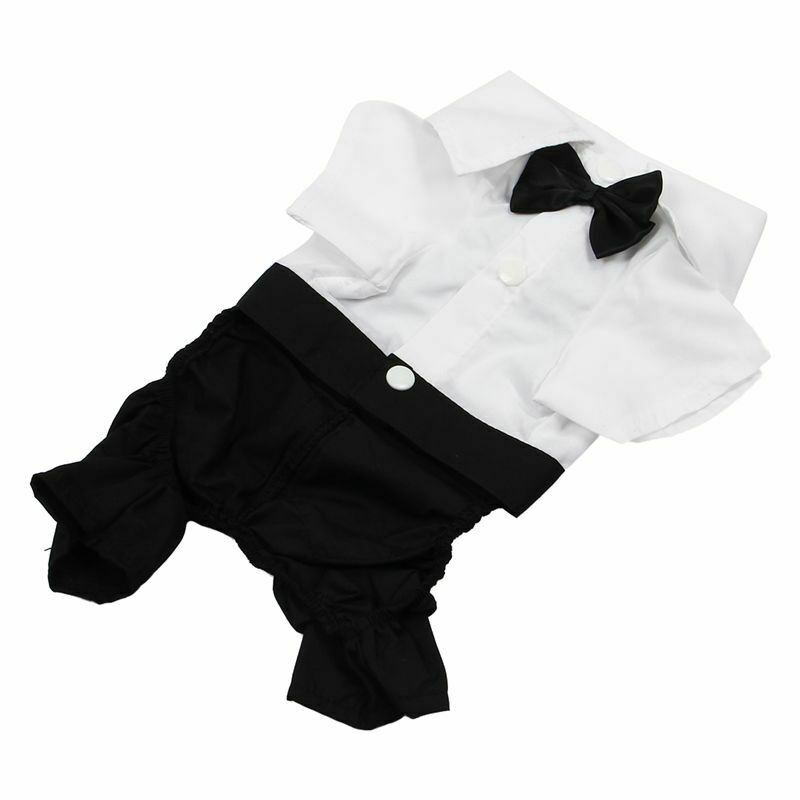 Handsome Formal Dog Jumpsuit with Bow Tie Groom Tuxedo Pet Costumes Dog Clo