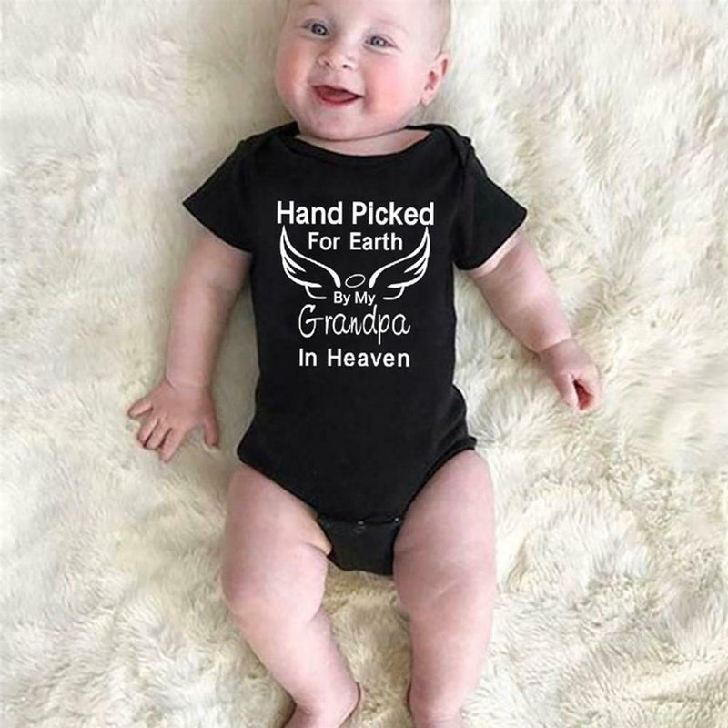 Summer Print Baby Boys Girls Romper Short Sleeve Sunsuit (Black 9-12M) A