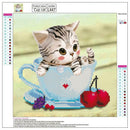 5D DIY Diamond Painting Cute Cup Cat Cross Stitch Embroidery Mosaic Kits