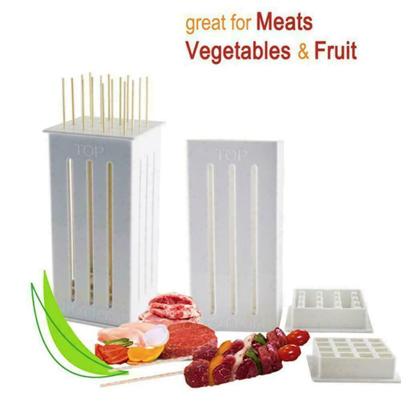 16-Holes Easy Barbecue Kebab Meat Maker Box Meat Grill 16 Skewers Bamboo Wi L6O2