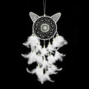 White Cat Dream Catcher Feather Bead Wall Car Hanging Decoration Ornament W L8T4