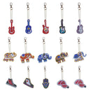 5PCS Guitar DIY Full Diamond Diamond Painting Keychain Key Ring Key Chain New df