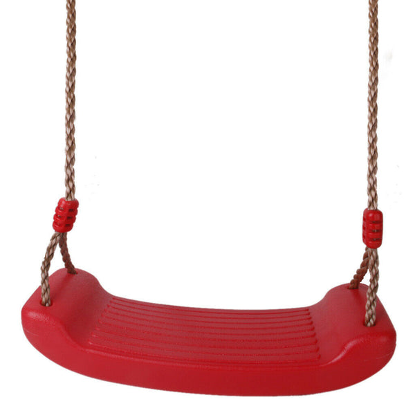 Outdoor Swing Set Seat With Rope Red