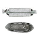 2x Makeup Holder Purse Felt Insert Organizer Bag In Bag Zipper Handbag Gray