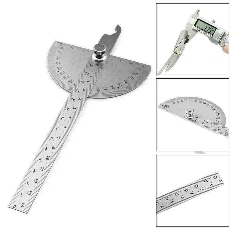 180 degree Protractor Angle Finder Arm Measuring Ruler Stainless Steel Tool M7R2