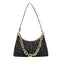 Casual Printed Women Handbag Totes PU Chain Underarm Shoulder Bags (Black) A