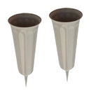 2Pcs Duck Brand Green Plastic Cemetery Memorial Grave Flute Flower Vases