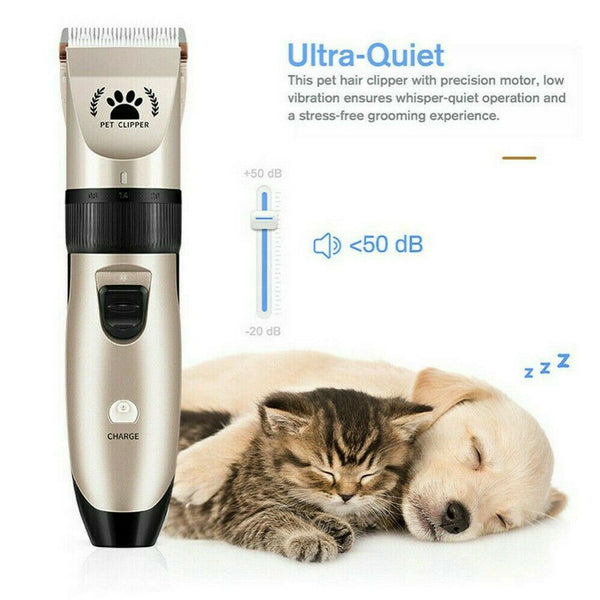 Cordless Pet Hair Clipper Low Noise Dog Grooming Safe Shaver Electric Trimmer