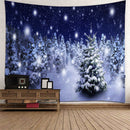 Christmas Tree Snowy Sky Wall Art Hanging Tapestry Dorm Bedspread Decor E