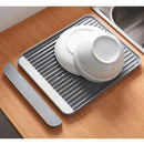Dishes Drying Drip Rack Drainer Dryer Kitchen Storage Tray Organizer Gray