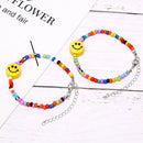Boho Fashion Women Smile Face Bracelet Multicolor Bead Bangle Charm JewelryJR