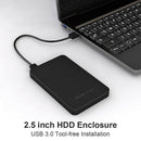 5Gbps USB 3.0 HDD SSD Enclosure 2.5 inch SATA Hard Disk Mobile Box (Black)