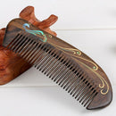 Natural Handmade Wooden Comb with Colorful Peacock, Fine Tooth Short Style