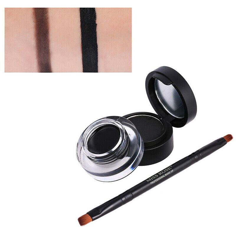 Miss Rose 3Pcs/Set Eye Makeup Set Black + Brown Cake Eyeliner Long Lasting  L3L9