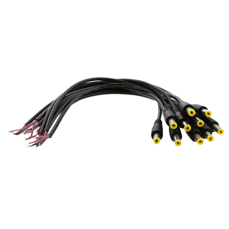 10Pcs 12V 5.5x2.1mm Male DC Power Socket Jack Connector Cable